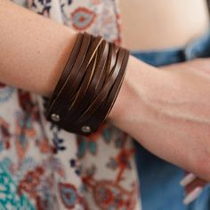 Boho Braided Leather Wide Wrap Adjustable Snap Cuff Bracelet Brown Unveil Your Inner Bohemian Spirit With This Braided Leather Cuff Bracelet That Comes With An Adjustable Clasp For A Perfect Fit. The Intricate Design Adds A Touch Of Elegance To Your Wrist, Making It A Versatile Piece That Can Be Worn On Various Occasions. The Adjustable Clasp Ensures That The Bracelet Stays Secure, Allowing You To Go About Your Day With Confidence. This Bracelet Is More Than Just An Accessory; It's A Statement O Leather Bracelets Diy, Fantasy Ocs, Greaser Girl, Diy Leather Bracelet, Leather Cuff Bracelet, Leather Wristbands, Boho Braids, Clothes Shopping, Leather Bracelets