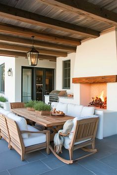 50+ Creative Covered Patio Ideas Attached to House with Fireplace Outdoor Kitchen