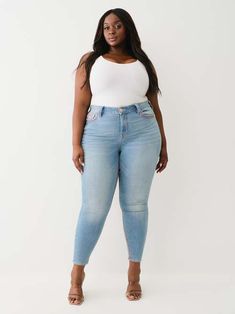 PLUS JENNIE BIG Q CURVE SKINNY JEAN Back Patch, Cute Everyday Outfits, Fabric Care, Everyday Outfits