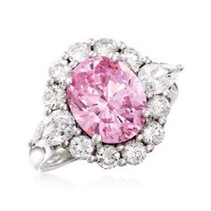 Ross-Simons - Simulated Pink Sapphire, 2.00ct t. w. Cubic Zirconia Ring in Silver. Size 7. Exclusively ours! Modeled after a princess's rare pink sapphire engagement ring, this simulated sapphire radiates in a frame of 2.00 ct. t. w. white CZs. Set in shining sterling silver for a gorgeous look. 5/8" wide. CZ and simulated pink sapphire ring. CZ weights are diamond equivalents. Gia Certified Oval Pink Diamond Ring, Oval Pink Gia Certified Diamond Ring, Pink Oval Diamond Ring With Brilliant Cut, Pink Oval Diamond Ring With Center Stone, Pink Marquise Diamond Ring With Prong Setting, Dazzling Pink Oval Diamond Ring, Pink Oval Diamond Ring With Accent Stones, Pink Oval Diamond Ring With Dazzling Style, Oval Pink Diamond Ring With Accent Stones