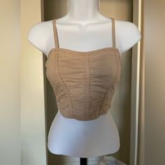 Nwt Prettylittlething Corset Style Top. Tan Sz 4 (S/Xs) Fitted Cotton Crop Top With Built-in Bra, Fitted Cropped Beige Tank Top, Beige Fitted Cotton Crop Top, Fitted Beige Trendy Crop Top, Trendy Fitted Beige Crop Top, Fitted Beige Cotton Crop Top, Trendy Beige Fitted Crop Top, Beige Fitted Cami Crop Top, Fitted Beige Cami Crop Top