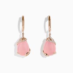 Effy 14K Rose Gold Rose Quartz and Diamond Drop Earrings Luxury Rose Gold Teardrop Earrings, Elegant Pink 14k Rose Gold Jewelry, Elegant Pink 14k Gold Earrings, Pink 14k Gold Wedding Earrings, Rose Gold 14k Party Earrings, Rose Gold Teardrop Earrings For Evening, Luxury Pink Gold Earrings For Formal Occasions, Luxury Pink Gold Earrings For Formal Events, Evening Teardrop Rose Gold Earrings