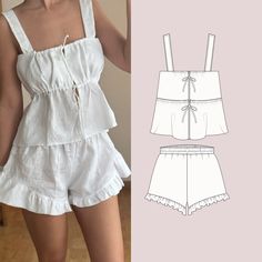 a women's top and shorts sewing pattern