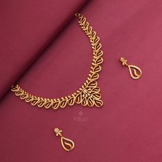 Casting Necklace Gold, Modern Gold Jewelry Sets Simple, Small Gold Necklace Indian Jewellery Designs, Gold Necklaces Women Indian, Small Necklace Gold Indian, Simple Necklace Designs