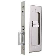 an open door with a handle on the front and side of it, in stainless steel