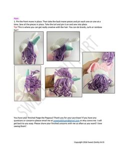 the instructions for crocheted unicorns are shown