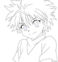 an anime character with blue eyes and short hair, in black and white coloring pages