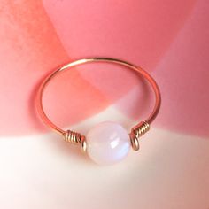 Pink Gemstone Necklace, Birthstone Stacking Rings, Inner Growth, Wire Wrapped Ring, Simple Ring, Wire Wrapped Rings, June Birthstone, Pink Gemstones, Moonstone Pendant