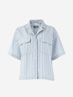 When the summer heat is coming in hot, button up with the laid-back vibes of the Muir Camp shirt. Your new go-to collared shirt for summer mountain fun can now make a splash at the pool and cocktail party. Flex your vintage style prowess with a timeless, eye-catching camp collar without losing sight of your adventurous side. Updated with a recycled polyester ripstop and cotton blend, this collared short sleeve gives you soft, breathable durability so you're trail and campsite ready for many trips to come. Dress it up for a night on the town or unwind at the lake after a hot summer hike. | Marmot Women's Muir Camp Collar Novelty Short Sleeve Shirt in Blue Bonnet Austin Stripe Size: XS Blue Bonnet, Summer Hike, At The Lake, Camp Shirt, Blue Bonnets, Summer Heat, Collared Shirt, Camping Shirt, In Hot