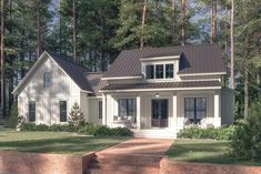 this is an artist's rendering of the farmhouse style house plans for small homes