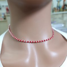 A Stunning red crystal choker necklace For everyday  D E T A I L S: sterling silver 925 handmade, Crystal beaded  We Beautifully package every item in a jewelry gift box, FREE of charge! for more gift and jewlary- https://www.etsy.com/il-en/shop/IrisGallerys?ref=search_shop_redirect For any question feel free to send us a message Silver Beads Choker Jewelry Gift, Silver Beaded Choker As A Gift, Silver Choker With Faceted Beads For Gift, Gift Crystal Necklace With Tiny Beads, Crystal Necklace With Tiny Beads For Gift, Red Choker Necklace For Gift, Red Beaded Choker Necklace As Gift, Red Beaded Choker Necklace For Gift, Gift Sterling Silver Crystal Necklace With Silver Beads