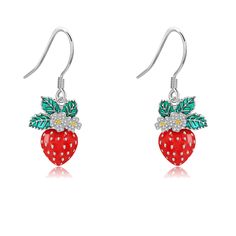 PRICES MAY VARY. 🍓Strawberry Earrings: Strawberries are known as the “fruit of love.”The heart-shaped strawberry has always connoted purity, passion and healing. It was said that strawberry was a symbol for Venus, the Goddess of Love, The cute fruits strawberry earrings can be a gift for yourself and your love. ❤️ Material: 925 sterling silver Strawberry Earrings for women,hypoallergenic, tarnish resistant,nickel-free,lead-free,cadmium-free,suitable for long-term wear,especially sensitive skin Trendy Strawberry Print Jewelry Gift, Pink Fruit Design Earrings, Cute Strawberry Print Earrings For Gifts, Strawberry Clip On Earrings, Strawberry Jewelry, Earrings Strawberry, Strawberry Earrings, Fruit Jewelry, Strawberry Fruit