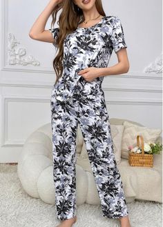 Color:Black;Size:S;Size:M;Size:L;Size:XL;Package Contents:1xLounge Top , 1 X Pants; Casual Black Sets For Relaxation, Black Long Pants Sleepwear, Black Loungewear Set With Long Pants, Black Plants, Elegant Dresses Plus Size, Cheap Plants, Beach Bridesmaid Dresses, Plants Print, Black Lounge