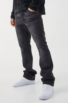 Slim Rigid Flare Jean | boohooMAN USA Bootcut Jeans Men, Plain Jeans, Baggy Tee, Plus Size Joggers, Gym Jacket, Going Out Trousers, Mens Bootcut Jeans, Types Of Jeans, Party Mode