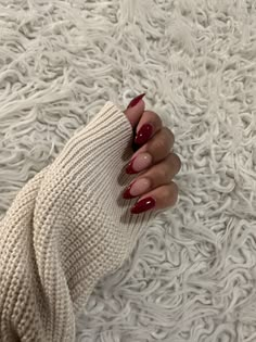 Fall Nails Burgundy Oval, Merlot French Tip Nails, Dark French Tip Nails Almond, Rich Aesthetic Nails, Wine Tip Nails, Winter Red Nails 2023 Trends, Fall Color French Nails, Nails 2023 Trends Winter Christmas, Nails Ideas Winter 2024