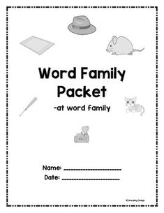 the word family packet for children to use in their writing and spelling workbooks