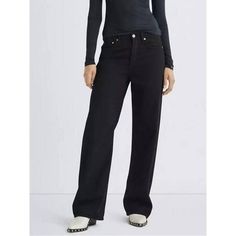 Discover Your New Spring Favorite Step into the season with our Women's Elegant Black Straight Jeans - a perfect blend of style and comfort for your everyday wardrobe. Designed for the modern woman, these jeans provide a relaxed yet chic look that is ideal for both casual outings and office settings. Whether you're running errands, enjoying a weekend brunch, or stepping into a meeting, these jeans offer versatility and elegance. Unparalleled Comfort and Style Made from premium quality lyocell, these jeans are not just about style but also about comfort. The fabric is known for its smoothness, ensuring a comfortable fit throughout the day. The mid-rise waist and straight cut create a flattering silhouette for a variety of body types, while the light wash adds a touch of effortless sophistic Black Flare Jeans With Five Pockets For Work, Modern Black Cotton Flare Jeans, Black Flare Jeans For Spring Everyday Wear, Modern Black Mid-rise Jeans, Black Mid-rise Modern Jeans, Classic Black Flare Jeans With Pockets, Modern Black Jeans For Workwear, Black Flare Jeans For Everyday Fall Wear, Everyday Black Flare Jeans For Fall