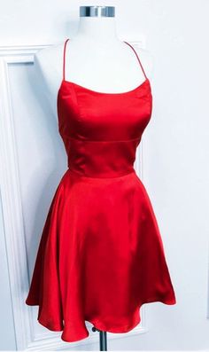 Simple Red Satin Short Ruffled Homecoming Dress on Storenvy Mini Prom Dresses For Teens Red, Red Quince Court Dresses, Satin Red Dress Short, Red Dress For Prom Short, Red Short Satin, Red Dance Dress Short, Red Silk Homecoming Dress, Short Red Dresses Formal, School Dance Dresses Short Red