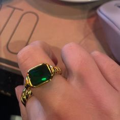 Elegant ring made from Steel and plated with Gold 14K Size 6 Naturual stone - Green color Elegant Ring, Gold Gold, Rings Statement, Crystal Necklace, Green Color, Belgium, Women Rings, Natural Stone, Statement Rings