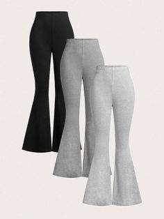 3 Packs Fitted Waist Elastic Band Elastic Waist Flare Suit Skinny Women's Trousers Multicolor Casual   Knitted Fabric Plain Flare Leg Medium Stretch  Women Clothing, size features are:Bust: ,Length: ,Sleeve Length: Christmas Wish List, Kids Sleepwear, Dream Clothes, Long Sleeve Cardigan, Women's Trousers, Flare Pants, Wide Leg Jeans, Eos, Christmas List