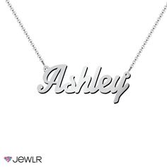 Fun and unique, our name necklace is the perfect way to express yourself. Using the font that best fits you, design your name in our Classic style or upgrade to our Premium thickness. Personalize in sterling silver, white, yellow, or rose gold, and add a charm to match your personality. Complete your necklace with a choice of matching chains, or add a little extra sparkle with a cable chain featuring a 2mm bezel-set satellite natural diamond. Personalized Necklace Names, Baguette Necklace, Gold Name Necklace, Cluster Necklace, Solitaire Necklaces, 14k Gold Necklace, Silver Prices, Rose Gold Diamonds, Personalized Necklace