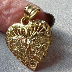 Beautiful Lace / Ornate Work Heart Pendant In Solid 14k Yellow Gold ( Stamped And Tested). The Pendant Is Approx 24 Mm Long ( Including Bail) By 16mm Wide ( At The Widest Point). Very Well Made, Bail Will Accommodate Variety Of Your Chains , Gorgeous Piece !!! Valentine's Day Gold Necklace With Intricate Design, Gold Heart Pendant With Intricate Design, Gold Intricate Design Heart Pendant Jewelry, Intricate Heart Pendant In Yellow Gold, Yellow Gold Heart Pendant With Intricate Design, Yellow Gold Heart Pendant Jewelry With Intricate Design, Heart-shaped Yellow Gold Jewelry With Intricate Design, Heart Shaped Yellow Gold Jewelry With Intricate Design, Ornate Gold Necklaces For Valentine's Day