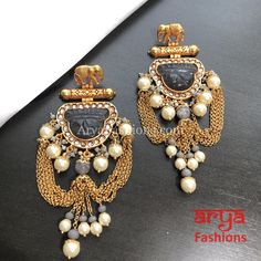 Amrapali Inspired Long Meenakari Golden Jhumka Earrings with Pearl beads Golden Jhumka Earrings, Sabyasachi Earrings, Golden Jhumka, Kundan Chandbali, Earrings Kundan, Indian Dessert, Chandbali Earrings, Earrings Indian, Traditional Earrings