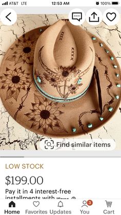 Burnt Hats For Women, Burnt Hat Design Ideas, Burnt Hat Design, Copper Cowgirl, Embellished Cowboy Hat