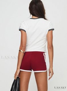 Lasaky - Attractive Red Shorts Assortment Short Length Red Cotton Tops, Red Short-sleeved Summer Tops, Short Red Summer Tops, Red Short Tops For Summer, Red Short Summer Tops, Red Athleisure Shorts For Summer, Red Casual Short Length Bottoms, Red Stretch Cotton Shorts, Red Fitted Casual Athletic Shorts