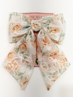 In our bow era!! So why not continue the era into the hair accessories!! The bow clips will make any day a good hair day! Sweet and feminine. The neutral floral one is a neutral pattern with peach and sage roses. On top of that is a white stitching detailing of florals. The bow is light weight and measures 5x7". Spring Hair Accessories With Satin Bow, Elegant Adjustable Spring Bow, Spring Satin Bow Hair Accessories, Bows For Hair, Hair Bow Flowy, Cute Adjustable Hair Accessories With Satin Bow, Good Hair, Cute Notes, Diy Hair Bows