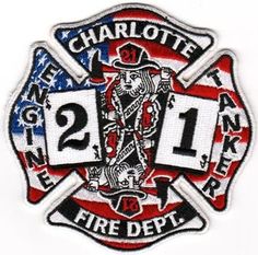 a patch depicting the number one fire department