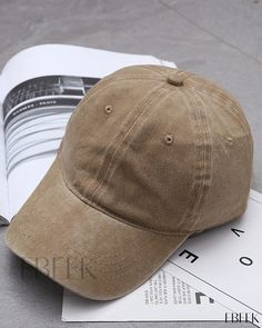 Ebeek - Retro-inspired Baseball Cap in Washed Denim Spring Khaki Cotton Baseball Cap, Classic Cotton Khaki Baseball Cap, Trendy Khaki Cotton Hat, Vintage Khaki Baseball Cap, Casual Beige Flat Bill Hat, Casual Khaki Baseball Cap With Curved Brim, Casual Khaki Baseball Cap, Casual Khaki Cap, Brown Baseball Cap For Spring Outdoor