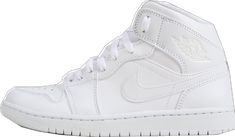 Air Jordan Mens 1 Mid - Triple White - Denim Exchange Air Jordan 1 Mid, Jordan 1 Mid, Air Jordan 1, Jordan 1, Air Jordan, Color Blocking, Rubber Sole, Air Jordans, Jordan