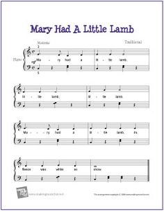 mary had a little lamb sheet music for piano with notes and tabula, easy to read