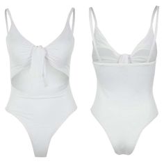 Perfect for beach days and poolside lounging High Rise One-piece Swimsuit Fabric: Stretch-Polyester No Padding Open Front, Tie Knot Colors: White, Army Green Size: S to XL Age: Adult Gender: Female Brand Name: NoEnName_Null Product ID: CJYDYYLJ00085 Note: All sizes are smaller than regular European and American sizes. Choose the larger size if your size is between two sizes. Please allow 2-3cm differences due to manual measurement. CM to Inches converter Disclaimer:*Actual colors may vary. This Cutout One-piece Bodysuit For Beachwear, White Sleeveless Tankini For Beach Season, Stretch Swimwear For Summer Vacation, Summer Backless Bodysuit For Pool, Beachwear Bodysuit For Sunbathing With Lined Body, Backless Bodysuit For Sunbathing And Beach Season, Beachwear Backless Bodysuit For Sunbathing, One-piece Beachwear Bodysuit For Poolside, White One-piece Tankini For Beach Season