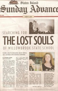 the front page of an article about the lost souls of willowbrook state school