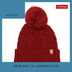 Base Material: 100% AcrylicCare: Hand WashBrim Width: 1 1/2 InchCountry of Origin: Imported Hats Beanie, Red One, Pom Beanie, Pom Poms, Cable Knit, Pom Pom, Cuff, Knitting, Hats