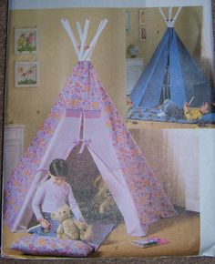 pattern/directions to make yourself indoor TEPEE for kids 72x80 tall TeePee OOP Make A Teepee, Tepee Tent, Teepee For Kids, Tee Pee, Summer Play, Teepee Kids, Kids Playhouse, Sewing Book, Fancy Party