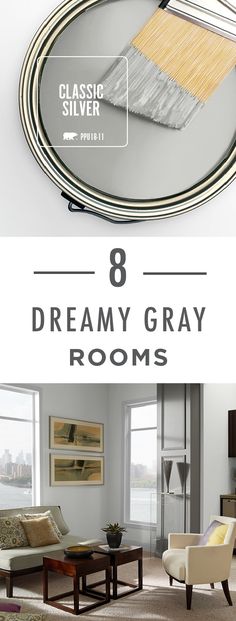 These 8 dreamy gray rooms sure know how to capture the simplistic and minimalistic aesthetic you love! The secret of achieving your very own modern makeover is by pairing your favorite cool-toned neutral hue with clean furniture lines and unique decor. Behr Gray, Gray Rooms, Room Paint Ideas, Color Paints, Painting 101, Grey Room, Trendy Living Rooms, Room Paint Colors