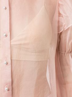 Pink silk Raleigh blouse from MacGraw featuring a classic collar, a front button fastening, a pearl embellishment, long sleeves, a sheer construction and a straight hem. | macgraw Raleigh blouse Pearl Embellishment, Pink Blouse, Pink Silk, Fashion Inspiration, Top Brands, Long Sleeves, Boutique, Silk, Luxury Fashion