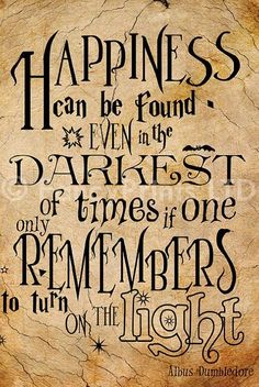 a quote that reads happiness can be found even in the darkest of times if one remembers to turn on the light