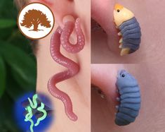 Worm Earrings, Creepy Earrings, Bug Earrings, 3d Printed Earrings, Weird Jewelry, Bone Crafts, Dope Jewelry, Earring Post, Jewelry Boards