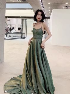 Spaghetti strap evening dress, elegant long fairy dream gownMaterial:blendedColor:as picture or custom colorNeckline:spaghetti strapBack details:bandageStyle:fairyDress type: A-line&ltp&gtFeatures:shiny</p>&ltbr/>&ltp&gtCustomized service and Rush order are available.</p>&ltbr/>&ltp&gtThis dress could be custom made, there are no extra cost to do custom size and color.</p>&ltbr/>&ltp&gtPlease leave your phone number for shipp Green Evening Dress, Dress Elegant Long, A Line Evening Dress, Dress Display, Make Your Own Dress, Backless Prom Dresses, Custom Size Dresses, A Line Prom Dresses, Green Prom Dress