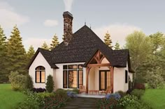 2-Bed Storybook Cottage House Plan with 1-Car Garage - 69762AM | Architectural Designs - House Plans Tiny Home Craftsman, Small Stone Cottage House Plans 2 Bedroom, Cottage Plans With Loft Interior, Storybook Cottage House Plans, 2 Bedroom Cottage, European Cottage, Small Cottage Homes, Cottage Floor Plans, Cottage Style House Plans