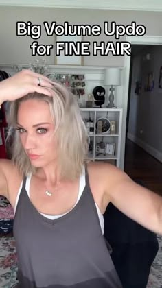 This hack gives BIG VOLUME to your thin hair in a clip. Learn a volume hair hack in this quick post. Loose Updos, Hair In A Clip, Cropped Hairstyles, Messy Pony, Fine Hair Updo, Hair Fan, Short Hair Updo Tutorial, Ikea Outdoor, Hair Hack