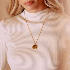 Be the envy of all your friends with the Jeannie Pendant. This charming and personalized accessory is perfect for making a statement. Crafted with 14k gold, you can make it even more unique by having it engraved with your very own message. Put it on, and watch heads turn. Available in 14k gold plated Pendant measures 1" 22"rope chain with 2" extender Lobster claw closure Protected with an anti-tarnish barrier With engraving this item is FINAL SALE SKU: BYN1418 Timeless Stainless Steel Jewelry As Gift, Personalized Gift Locket Jewelry, Luxury Jewelry With Engraving Option For Everyday, Luxury Everyday Jewelry With Engraving Option, Luxury Engraved Jewelry For Everyday, Personalized Gold Jewelry With Polished Finish, Gold Medallion Jewelry For Personalized Gift, Everyday Gold-plated Engraved Jewelry, Timeless Personalized Jewelry Gift