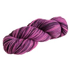 a skein of purple yarn on a white background