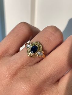 Vintage Oval Sapphire Ring, 0.6CT  Natural Sapphire Ring, 18k Yellow Gold, Estate Jewelry, Secondhand jewelry, unique estate ring, gold ring Jewelry Material: Yellow Gold 18k (the gold has been tested by a professional) Total Carat Weight: 0.63ct (Approx.) Total Metal Weight: 2.80g Size: 6.5 us \ EU 53 \ Diameter 16.90mm (inner diameter) Grading Results: Stone Type: Sapphire Shape: Oval Carat: 0.60ct (Approx.), Stones quantity:1 Color: BLUE  Grading Results: Stone Type: Diamonds Shape: Round Car Yellow Gold Sapphire Ring With Diamond Oval Cabochon, Yellow Gold Sapphire Diamond Ring With Oval Cabochon, Oval Cabochon Sapphire Ring In Yellow Gold With Diamond, Luxury 14k Gold Oval Sapphire Ring, Luxury Oval Sapphire Ring Stamped 14k, Elegant Oval Sapphire Signet Ring, Fine Jewelry 14k Gold Sapphire Ring With Oval Cabochon, Oval Sapphire Signet Ring Fine Jewelry, Fine Jewelry Oval Sapphire Signet Ring