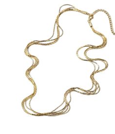 Details That layered necklace trend? This gorgeous necklace eliminates the guesswork on how to style it! 18k gold plated brass length:40+5cm Weight:6.5g Shipping & Return Free US shipping on orders over $100.Free International shipping on orders over $300. For more details click HERE. Gold-tone Multi-strand Necklaces For Layering, Elegant Gold Choker Long Necklace, Elegant Gold Long Necklace Choker, Elegant Gold Long Choker Necklace, Gold Layered Snake Chain Necklace, Chic Multi-strand Gold Necklaces, Chic Gold Multi-strand Necklace, Elegant Long Gold Layered Necklace, Gold Lariat Necklace For Layering