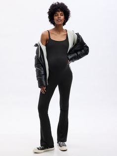 Maternity Modal Flare One-Piece | Gap Maternity Jumpsuit Amazon, Maternity Flair Pants, Family Photos Bodysuit, Bodysuit Family Maternity Photoshoot, Flared Maternity Pants, Maternity Clothes Staples, Maternity Fashion Black Women, Jumpsuit Pregnant, Amazon Jumpsuit